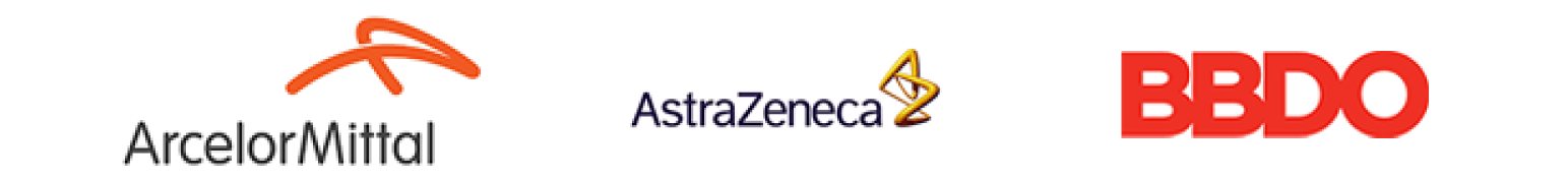 Referenzen von Arcelor Mittal, AstraZeneca und BBDO.