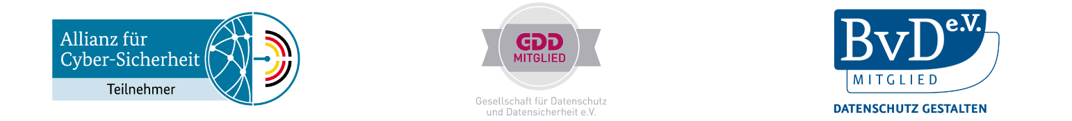 Mitgliedschaften bei Allianz für Cyber-Sicherheit, GDD und BvD e.V.