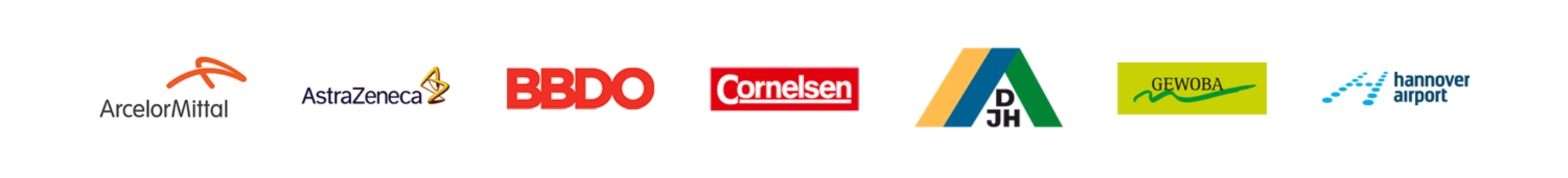 Referenzen von Arcelor Mittal, Astra-Zeneca, BBDO, Cornelesen, Deutsches Jugendherbergswerk, GEWOBA und hannover airport.